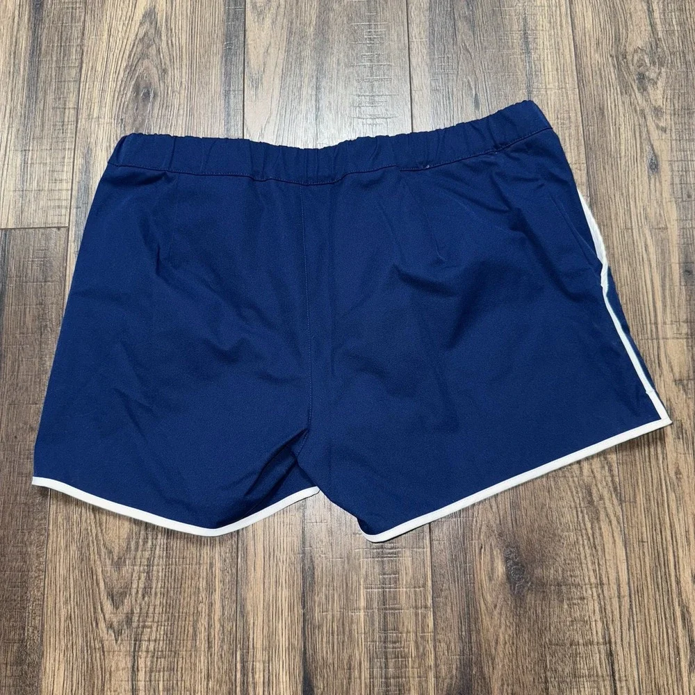 Parke & Ronen Men's Blue W/ White Trim Mesh Lined Swim Shorts Size 32 Pockets
